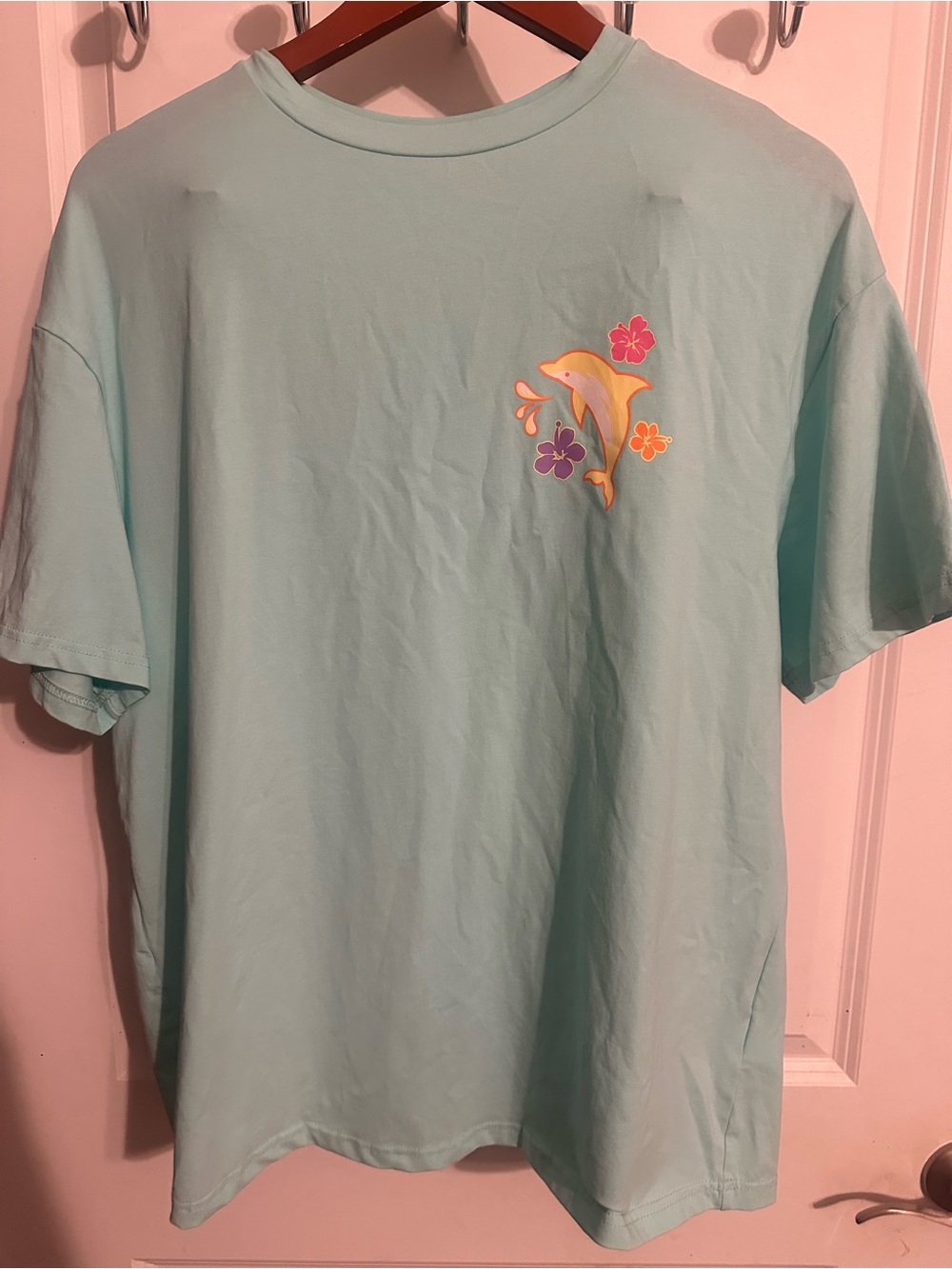 Source Unknown Mint Green Dolphin Floral Graphic Tee